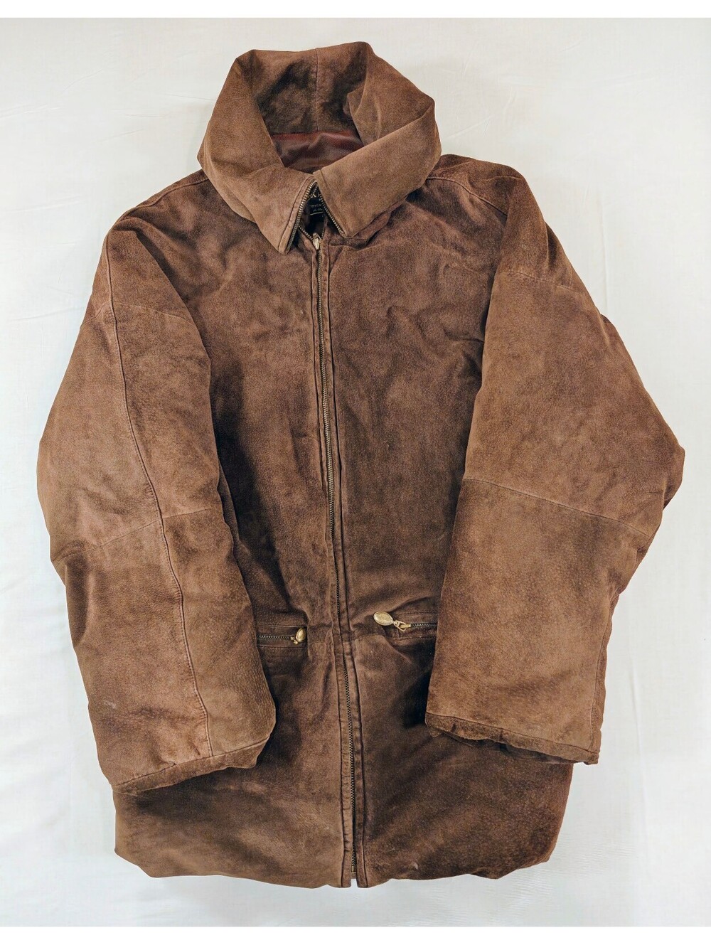 Express Men's Brown Suede Zip-Up Jacket, Size Medium, Vintage Style